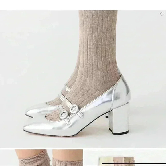 J. Crew Shoes - GUC J.Crew Maisie double-strap heels in metallic leather Size 9